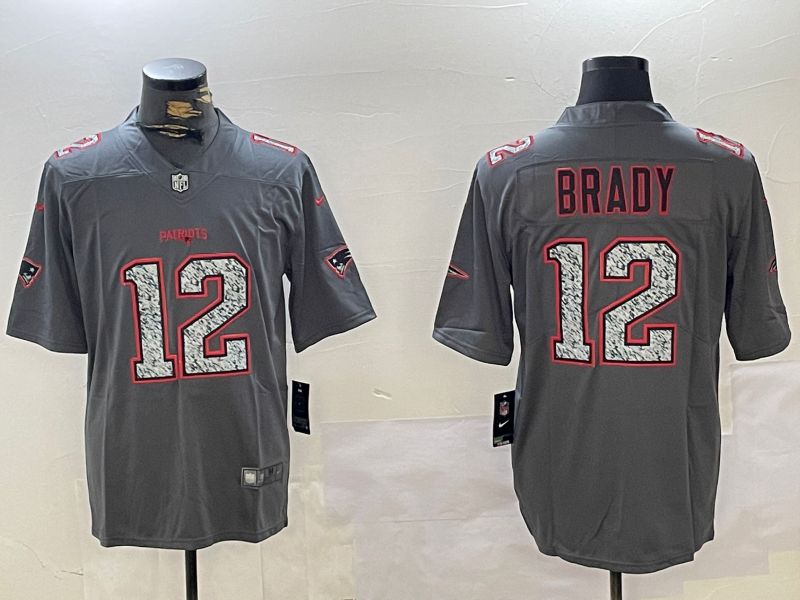 Men New England Patriots #12 Brady Grey 2024 Nike Vapor Limited NFL Jersey style 1->green bay packers->NFL Jersey